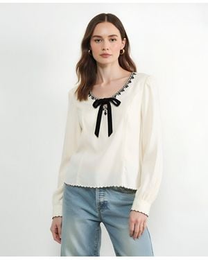 Modenaire Embroidered Blouse - White