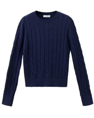 Mango Cable-knit Crewneck Sweater - Blue