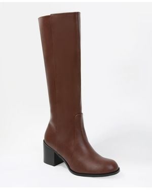 BERNESS Babette Knee High Block Heel Riding Boots - Brown