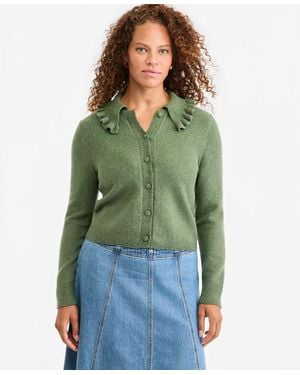 On 34th Ruffled Collar Cardigan - Green