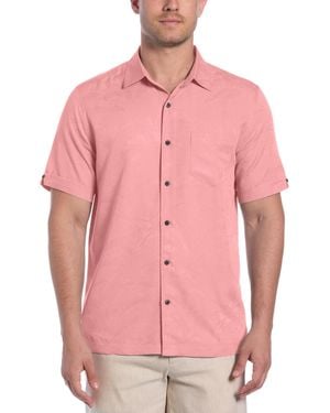 Cubavera Palm Print Short-sleeve Button-down Shirt - Pink