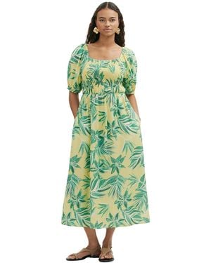 Finery London Enzo Short Sleeve Floral Midi Dress - Green