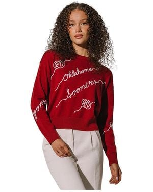 KADYLUXE Oklahoma Sooners Love Note Embroidered Pullover Sweater
