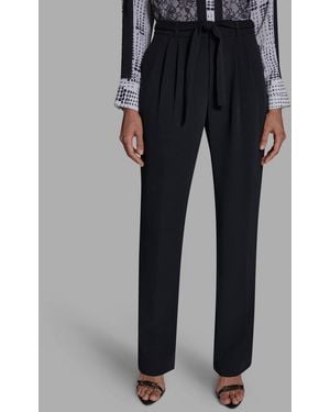 BCBGMAXAZRIA Mid-rise Tie-waist Pleated Straight Leg Pants - Black