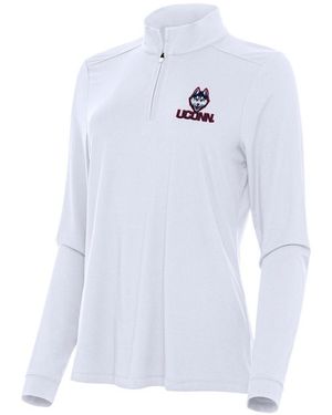 Antigua Uconn Huskies Intent Quarter-zip Sweatshirt - White