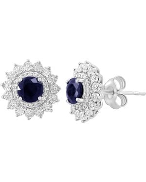 Effy Diamond And Sapphire Earrings (1/20 Ct. T.w. Diamond - Blue