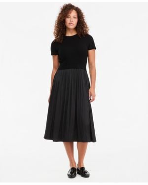 On 34th Short-sleeve Midi Mixed-media A-line Dress - Black