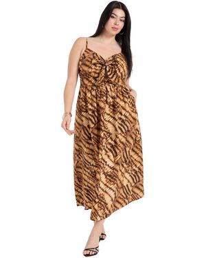 June + Vie June + Vie Plus Size June + Vie Bow-detailed Midi Dress - Metallic
