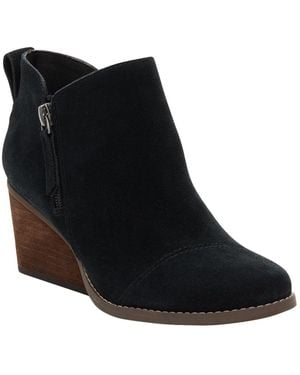 TOMS Goldie Wedge Ankle Booties - Black