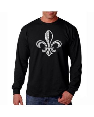 LA Pop Art Word Art Long Sleeve T-shirt- When The Saints Go Marching In - Black