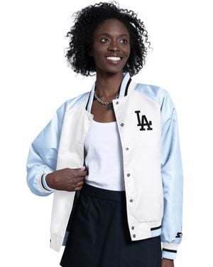 Starter Light Blue/white Los Angeles Dodgers Blitz Varsity Raglan Full-snap Satin Jacket