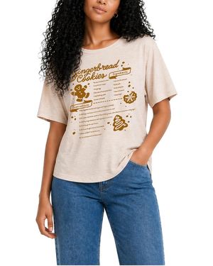Instant Message Gingerbread Cookie Recipe Oversized Graphic Crewneck T-shirt - Blue
