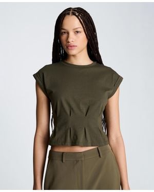 Kenneth Cole Pleated Cotton T-shirt - Green
