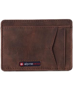 Alpine Swiss Men Rfid Safe Minimalist Front Pocket Wallet Small Slim Card Holder - Brown