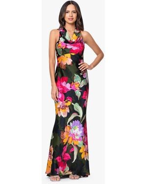 Xscape Sleeveless Cowl Neck Gown - Red