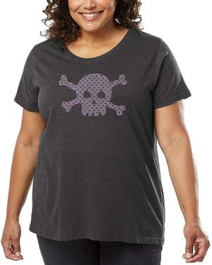 LA Pop Art Plus Size Xoxo Skull Word Art T-shirt - Gray