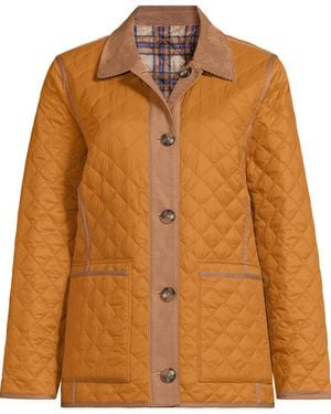 Lands' End Print Reversible Barn Quilted Insulated Jacket - Brown
