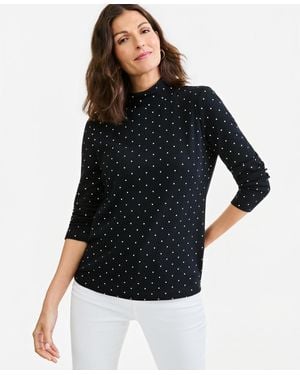 Style & Co. Mock Micro Polka Long Sleeve T-shirt - Black