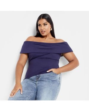 City Chic Plus Size Mischa Top - Blue