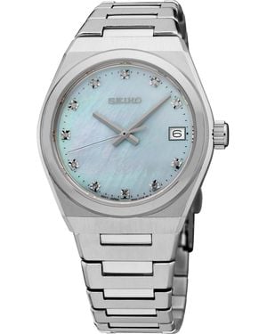 Seiko Diamonds Silver Stainless Steel Bracelet Watch - Gray