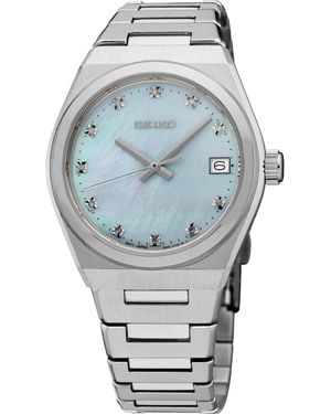 Seiko Diamonds Silver Stainless Steel Bracelet Watch - Gray