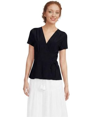 Lands' End Short-sleeve V-neck Peplum Blouse - Blue