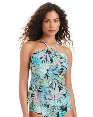 Beyond Control High-neck Tankini Top - Blue