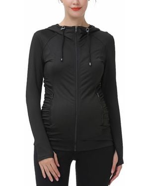 Kimi + Kai Kimi + Kai Maternity Essential Ruched Hooded Active Jacket - Black