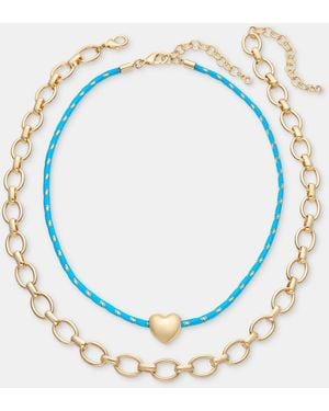 On 34th 2-pc. Set Heart Cord Pendant Necklace & Chain Collar Necklace - Blue