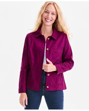 Style & Co. Button-front Long-sleeve Cargo Jacket - Purple