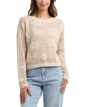 Bcx Resort Daisy Cropped Crew Neck Sweater - Blue