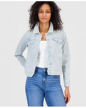 Style & Co. Striped Denim Jacket - White