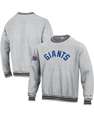 Champion Heather Gray/black New York Giants Reverse Weave Yarn Dye Sweatshirt