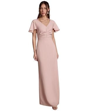 Coast Crepe Fold V-neck Flutter-sleeve Maxi Dress - Pink
