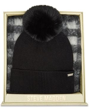 Steve Madden Buffalo Blaze Beanie And Scarf Gift Set - Black