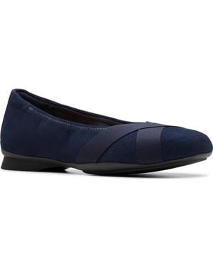 Clarks Jazmynn Gem Round Toe Flats - Blue
