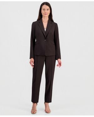 Le Suit One-button Notch-collar Jacket & Fly-front Slim Pants Suit - Black