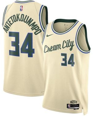Nike And Giannis Antetokounmpo Milwaukee Bucks 2025/26 City Edition Swingman Jersey - Metallic