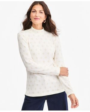 Style & Co. Printed Mock-neck Long-sleeve Tee - White