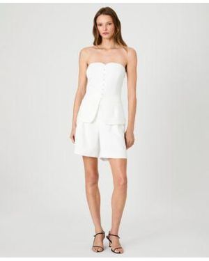 French Connection Harry Suiting Strapless Top With Harry Suiting Bermuda Shorts - White