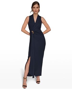 Donna Karan Draped Faux-wrap Gown - Blue