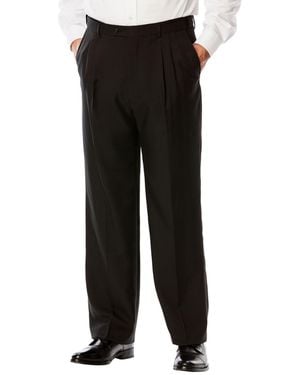 Kingsize Big & Tall Easy Movement Pleat-front Expandable Dress Pants - Black