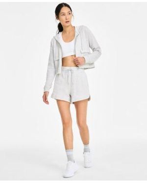 ID Ideology Cropped Zip Hoodie Knit Shorts Exclusively At Macys - White