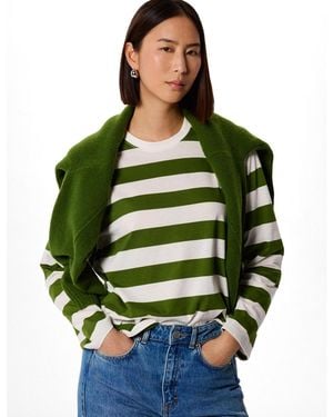 Whistles Relaxed Stripe Long Sleeve Tee - Green