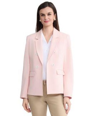 Jones New York Open Front Faux Double Breasted Blazer - Pink