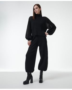 eem Mesh Detail Knit Pants - Black