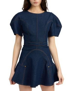 En Saison Dakota Short-sleeve Denim Mini Dress - Blue