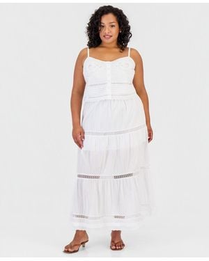 And Now This Trendy Plus Size Cotton Tiered Skirt - White