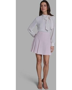 BCBGMAXAZRIA Pleated Tweed Mini Skirt - Purple