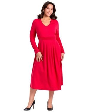 Avenue Ponte Fit And Flare Midi Dress - Red